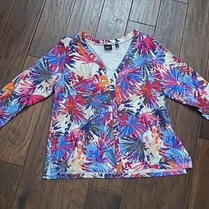 Rafaella Colorful Button-up V-neck Cardigan size 2X